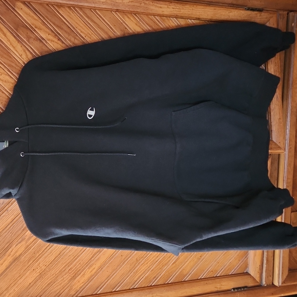 Men's Champion Black Hooded Sweatshirt